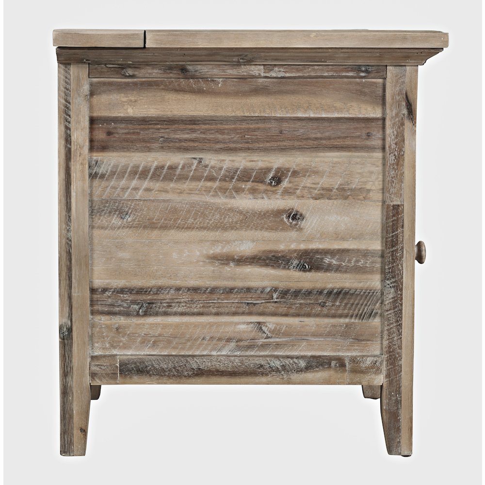 Rustic Shores Distressed Acacia USB Charging Chairside End Table. Picture 10