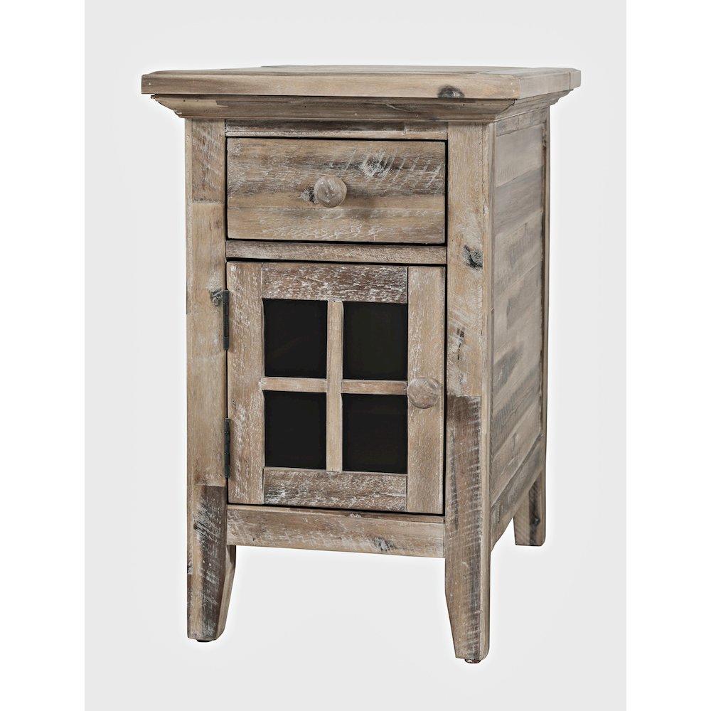 Rustic Shores Distressed Acacia USB Charging Chairside End Table. Picture 3
