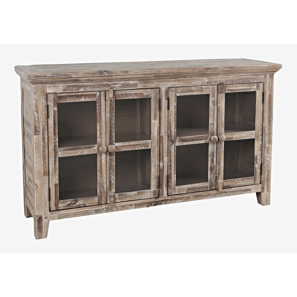 Rustic Shores 54" Coastal Distressed Acacia Four-Door Credenza Cabinet. Picture 2