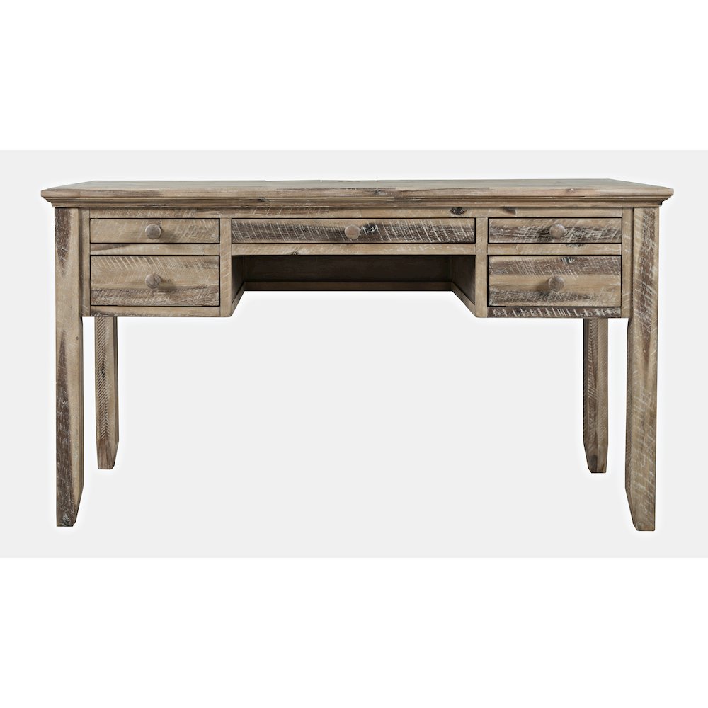 Rustic Shores Coastal Style Distressed Acacia USB Charging Desk. Picture 1