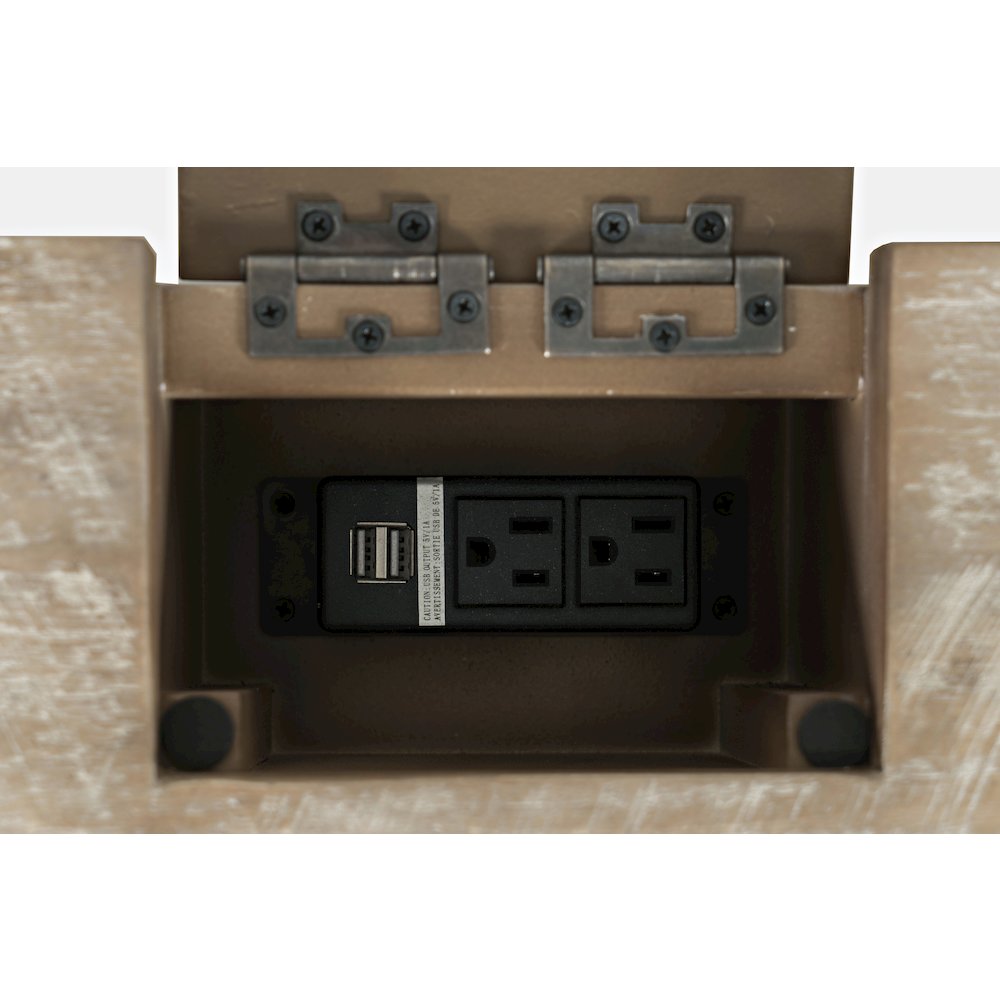 Rustic Shores Coastal Style Distressed Acacia USB Charging Desk. Picture 4