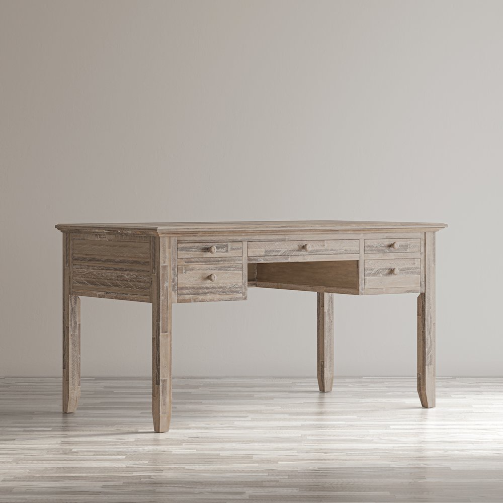 Rustic Shores Coastal Style Distressed Acacia USB Charging Desk. Picture 11
