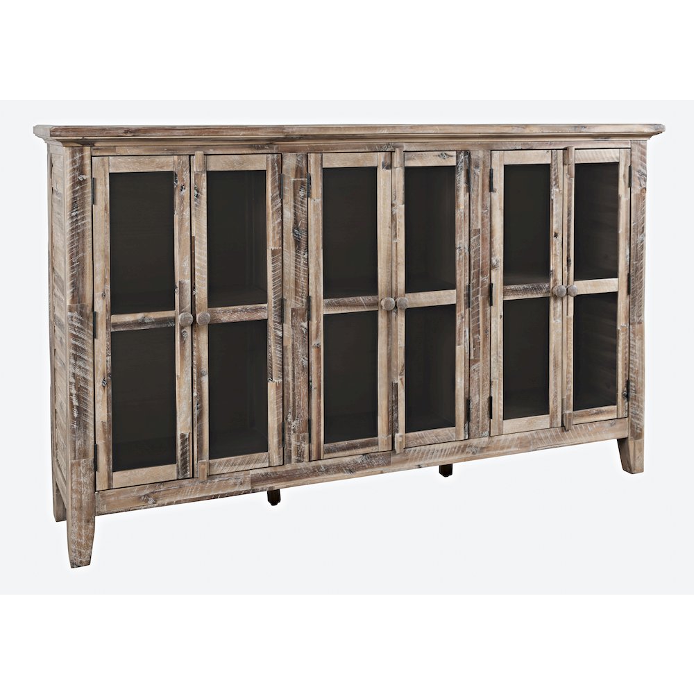 Rustic Shores 70" Coastal Distressed Acacia Six-Door Accent Cabinet. Picture 3