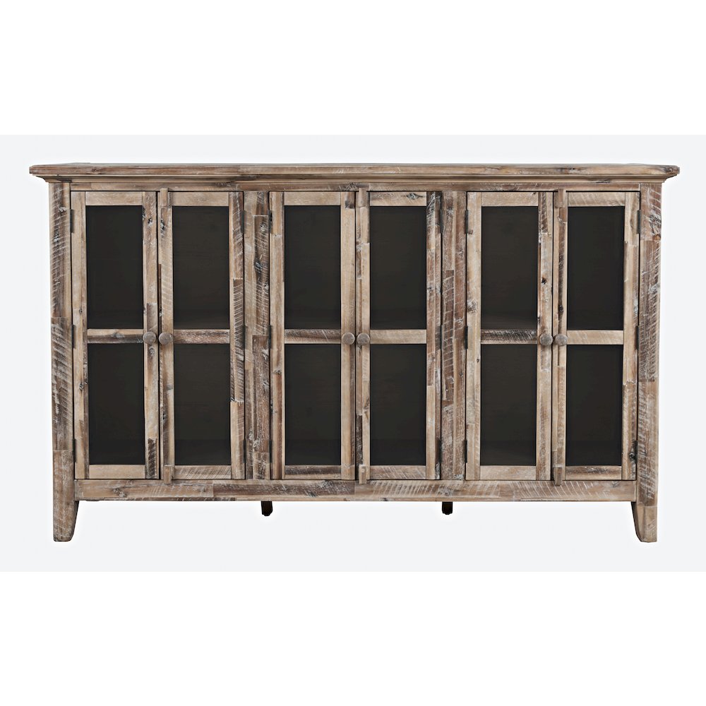 Rustic Shores 70" Coastal Distressed Acacia Six-Door Accent Cabinet. Picture 1