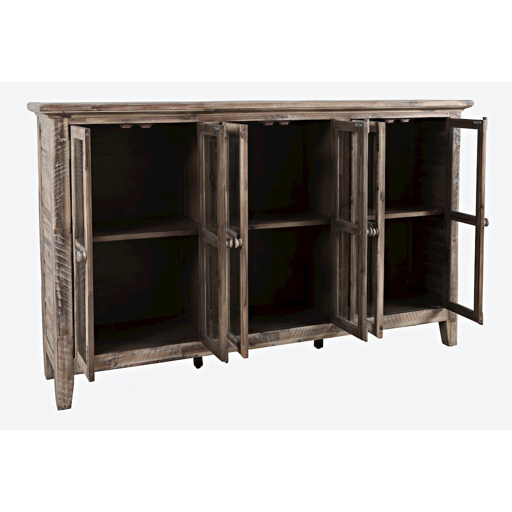 Rustic Shores 70" Coastal Distressed Acacia Six-Door Accent Cabinet. Picture 6