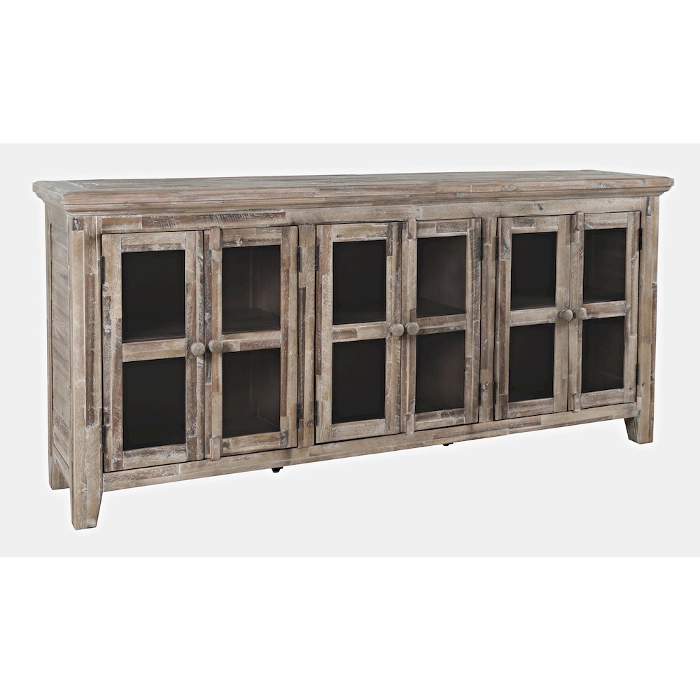 Rustic Shores 70" Coastal Distressed Acacia Six-Door Sideboard Cabinet. Picture 4