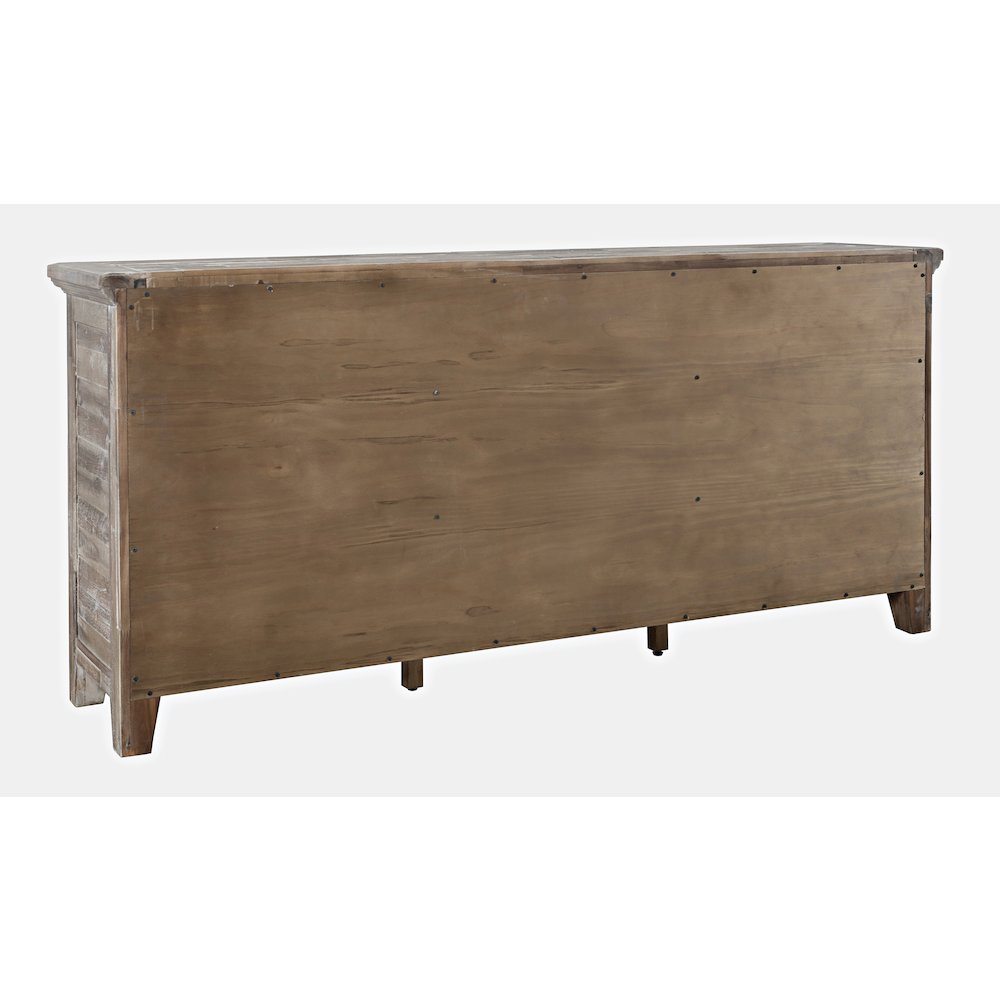 Rustic Shores 70" Coastal Distressed Acacia Six-Door Sideboard Cabinet. Picture 9