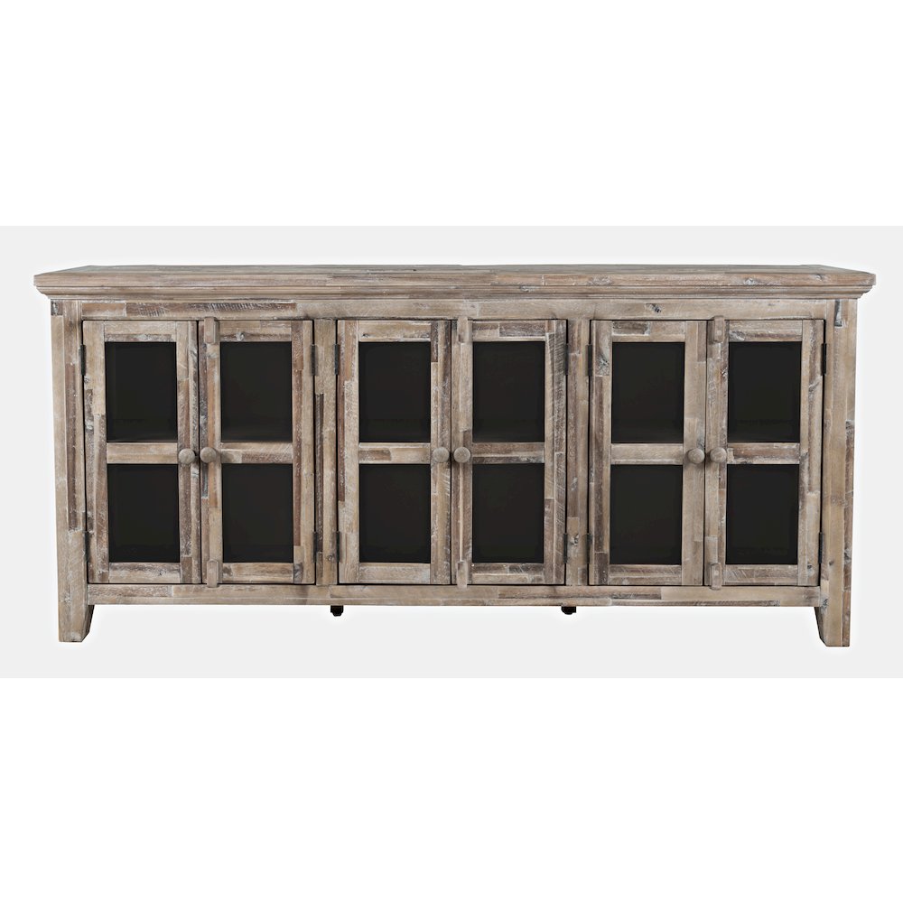 Rustic Shores 70" Coastal Distressed Acacia Six-Door Sideboard Cabinet. Picture 1