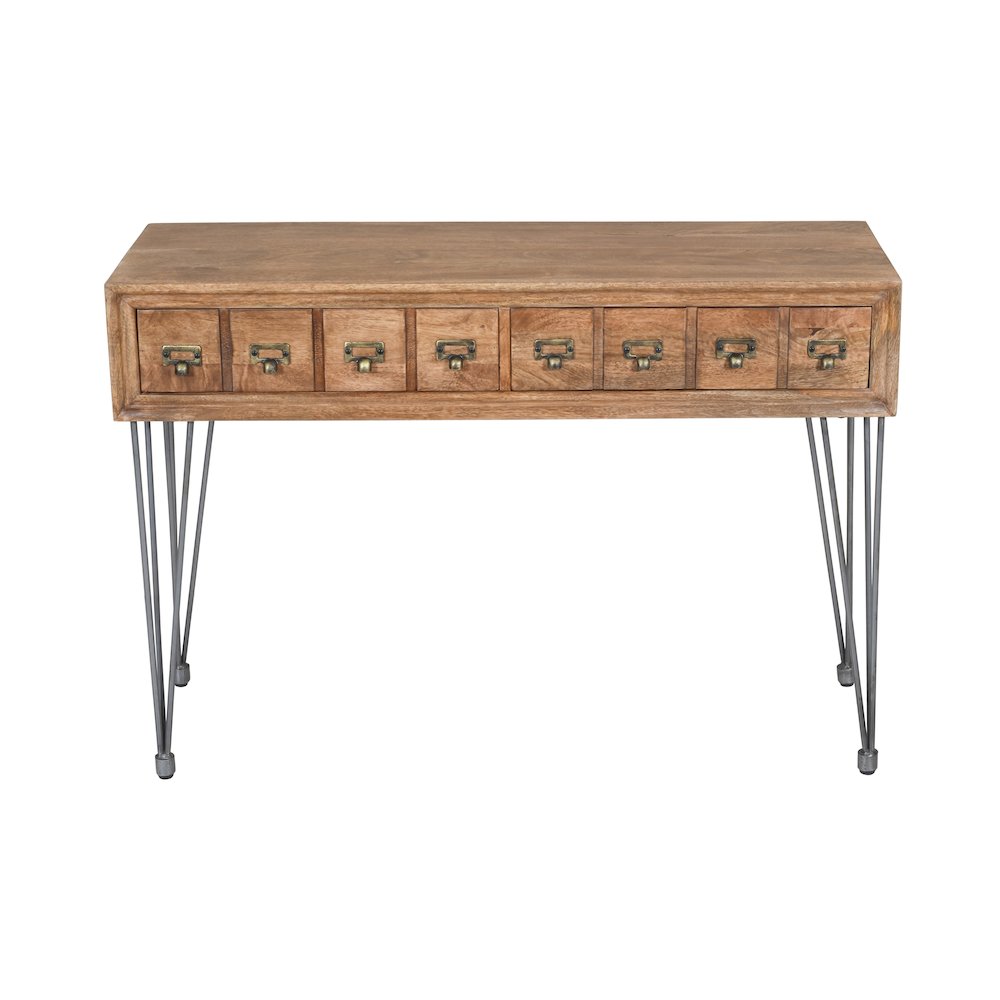 American Vintage Solid Wood Sofa Table with Apothecary Drawers. Picture 1