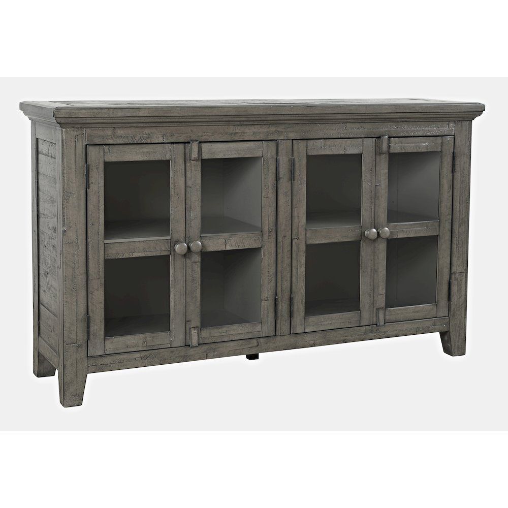 Rustic Shores 54" Coastal Distressed Acacia Four-Door Credenza Cabinet. Picture 2