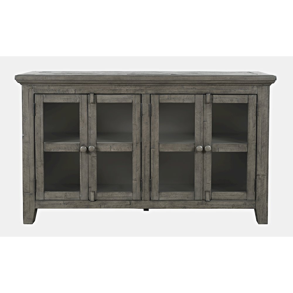 Rustic Shores 54" Coastal Distressed Acacia Four-Door Credenza Cabinet. Picture 1