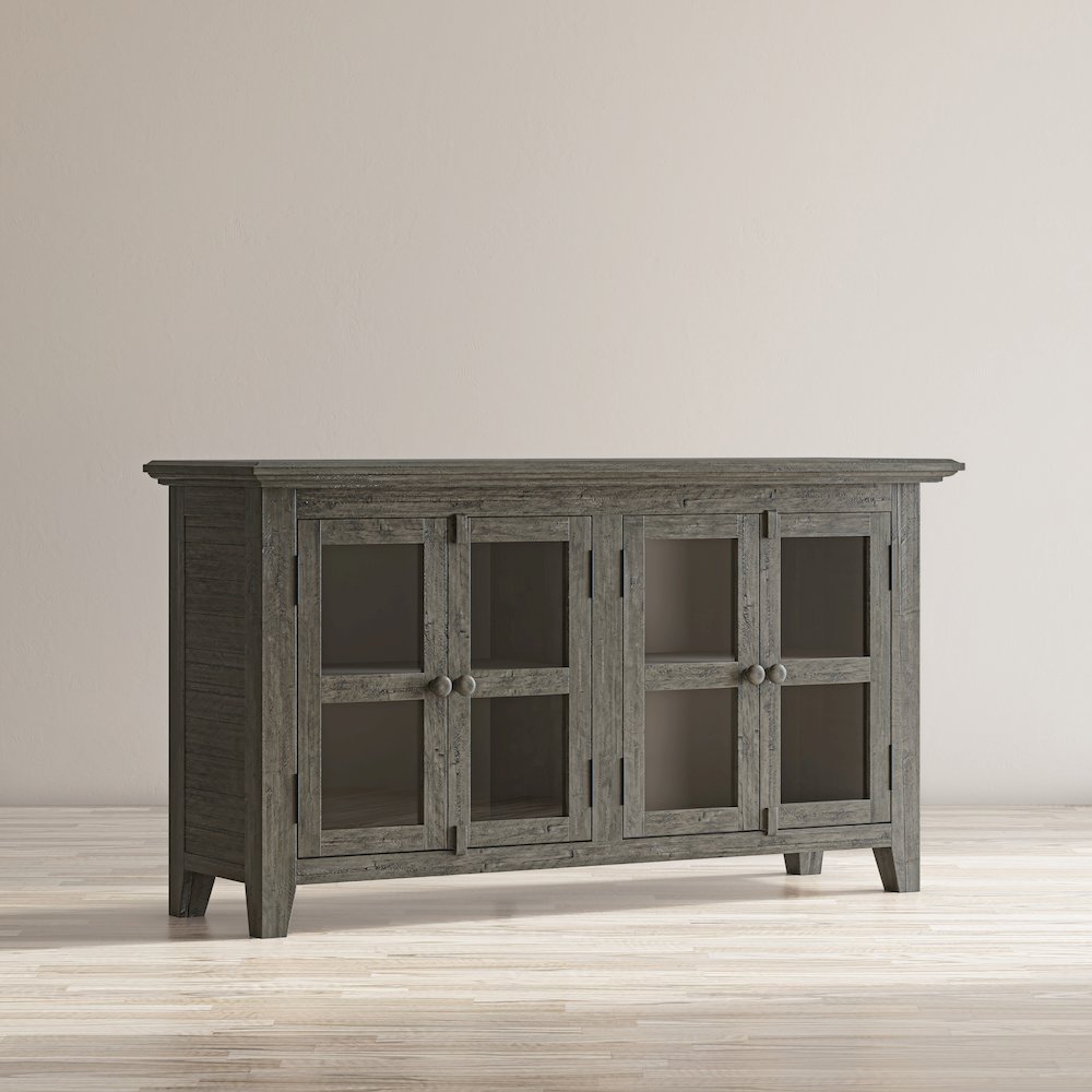 Rustic Shores 54" Coastal Distressed Acacia Four-Door Credenza Cabinet. Picture 12