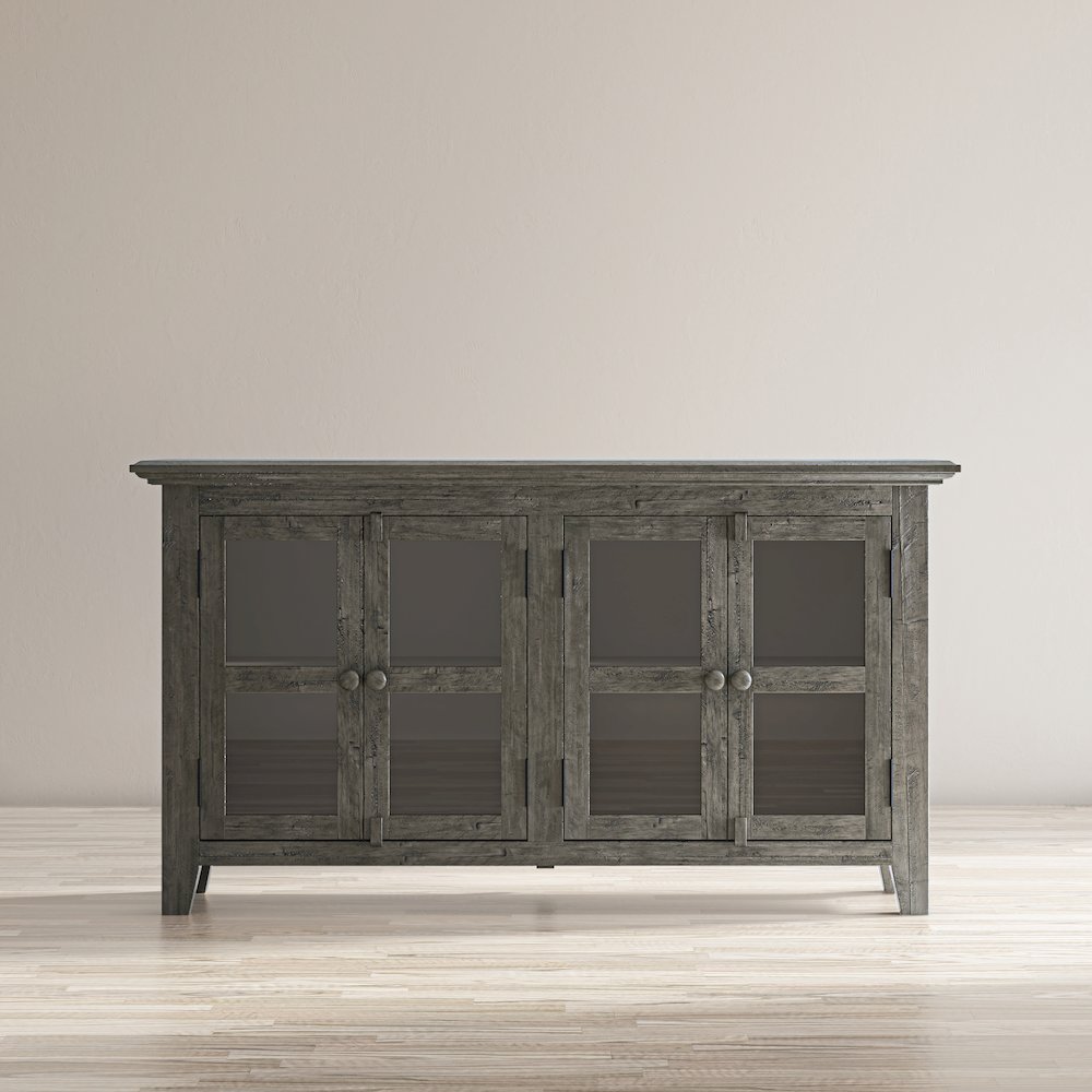 Rustic Shores 54" Coastal Distressed Acacia Four-Door Credenza Cabinet. Picture 11