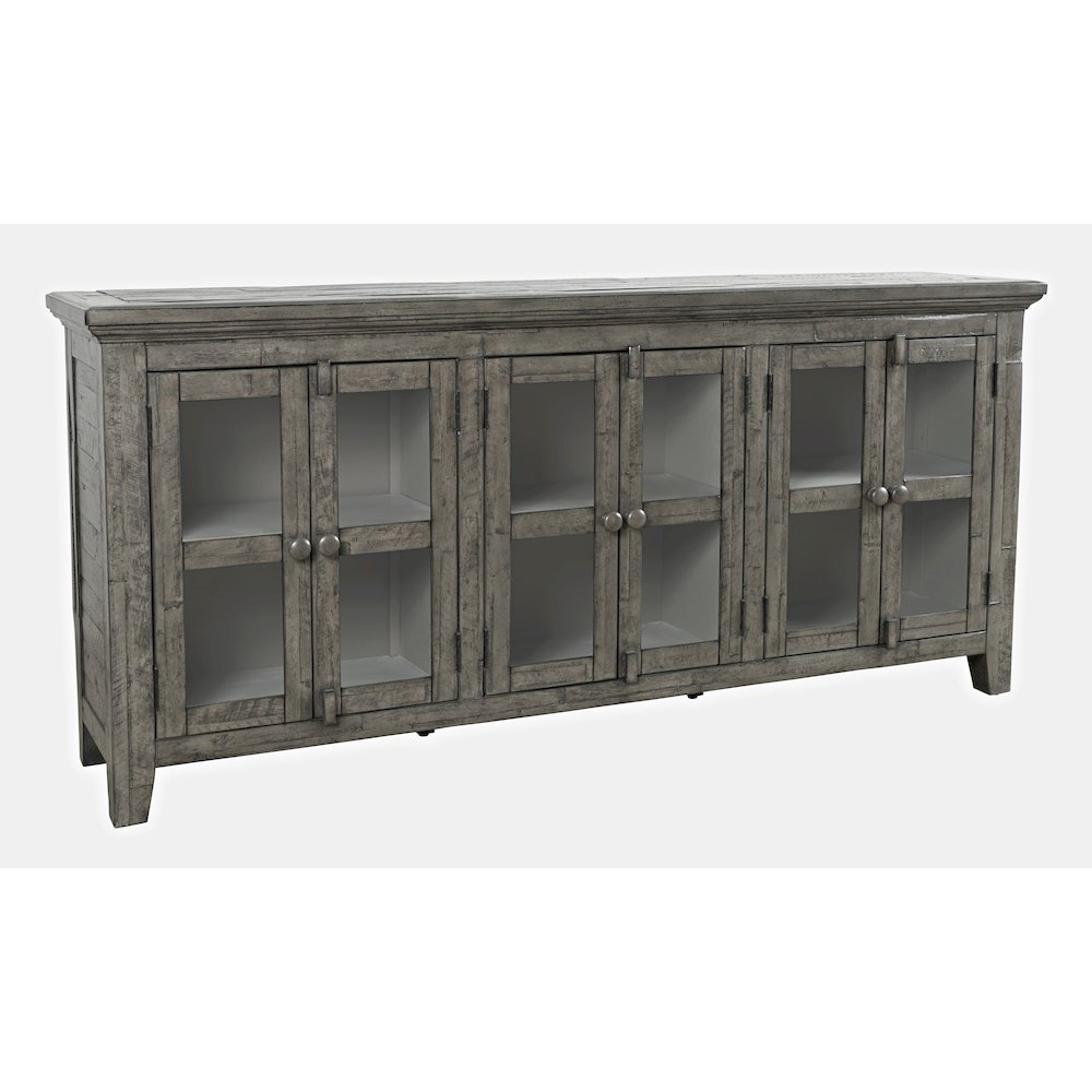 Rustic Shores 70" Coastal Distressed Acacia Six-Door Sideboard Cabinet. Picture 3