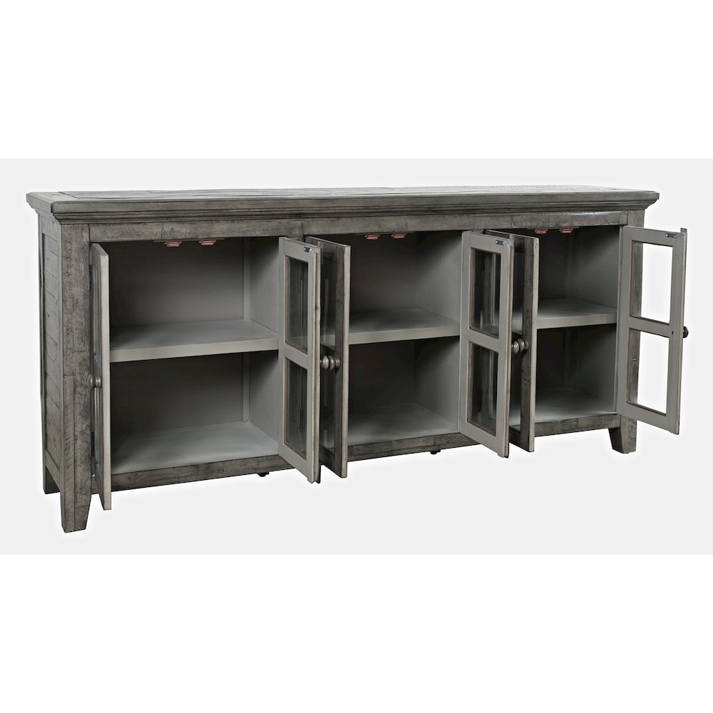 Rustic Shores 70" Coastal Distressed Acacia Six-Door Sideboard Cabinet. Picture 6
