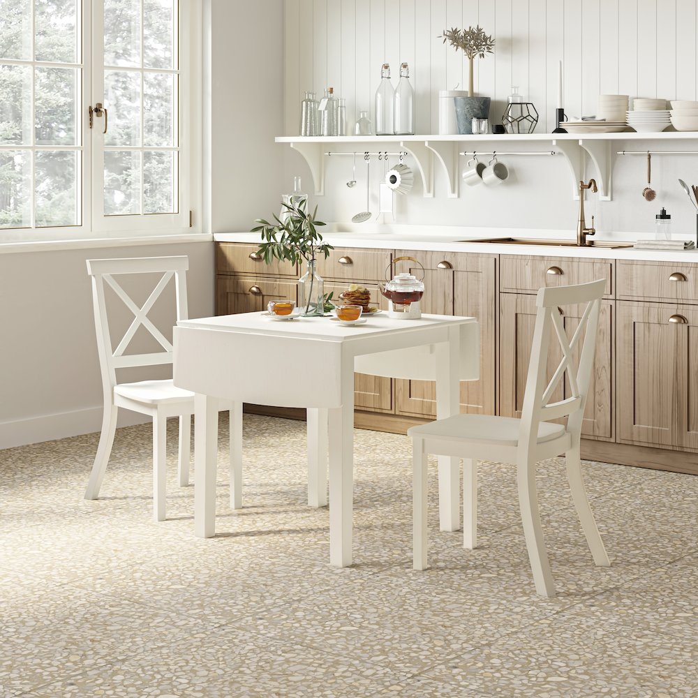 Eastern Tides Coastal Wire-Brushed Acacia Three Piece Cross-Back Dining Set. Picture 12