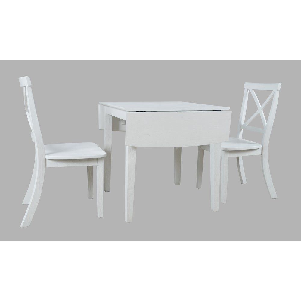 Eastern Tides Coastal Wire-Brushed Acacia Three Piece Cross-Back Dining Set. Picture 2