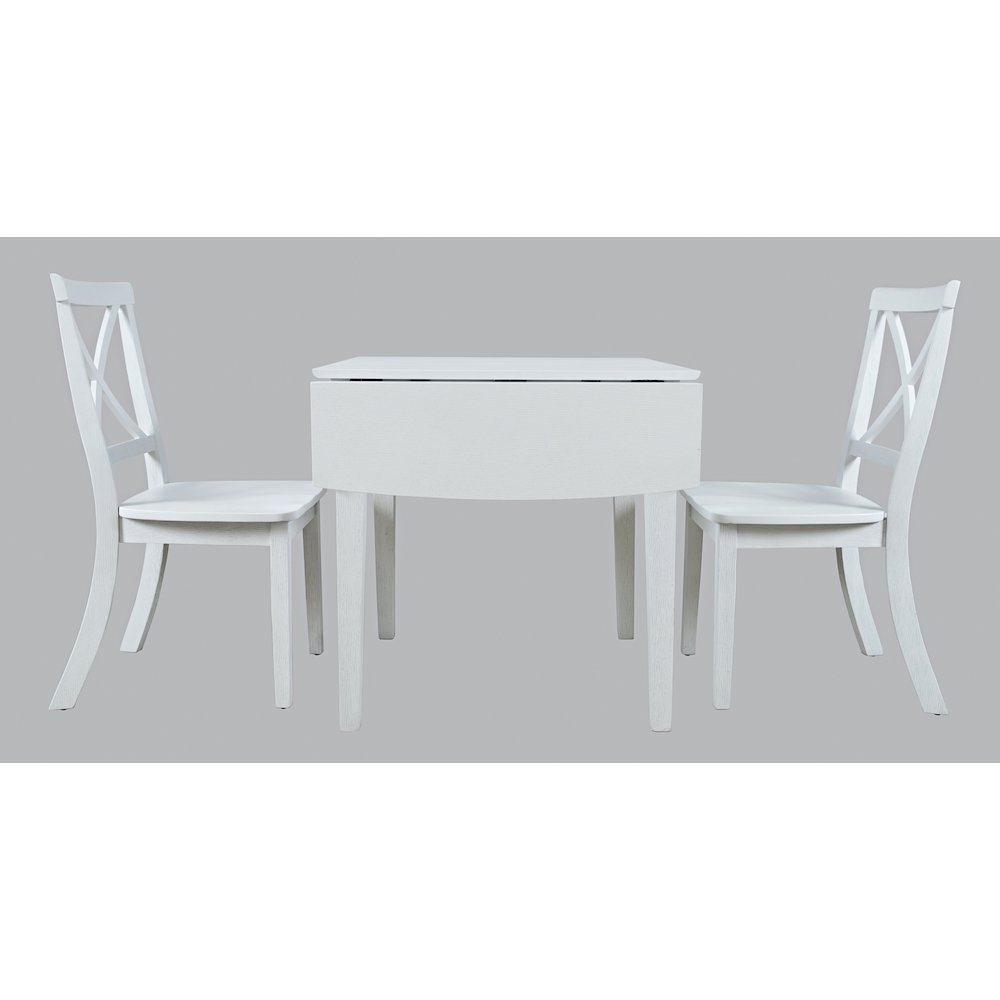 Eastern Tides Coastal Wire-Brushed Acacia Three Piece Cross-Back Dining Set. Picture 1