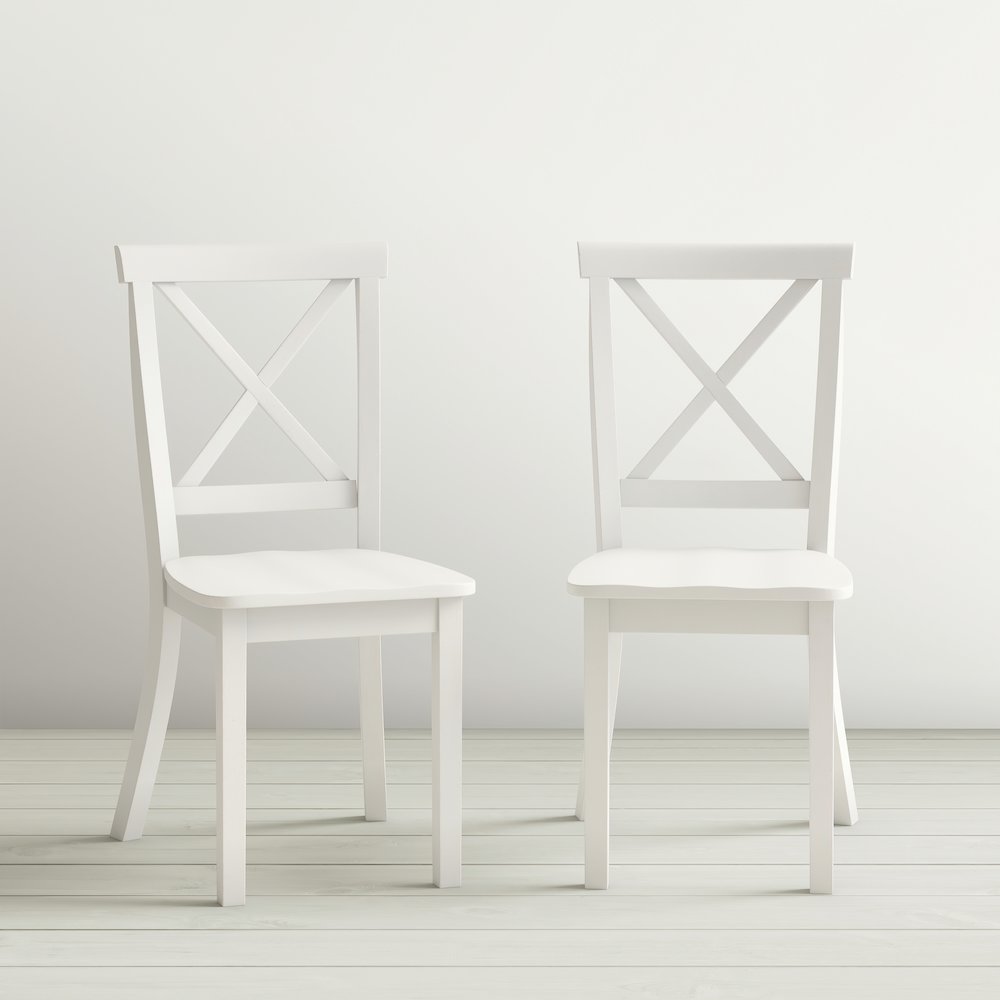 Eastern Tides Coastal Wire-Brushed Acacia Three Piece Cross-Back Dining Set. Picture 7