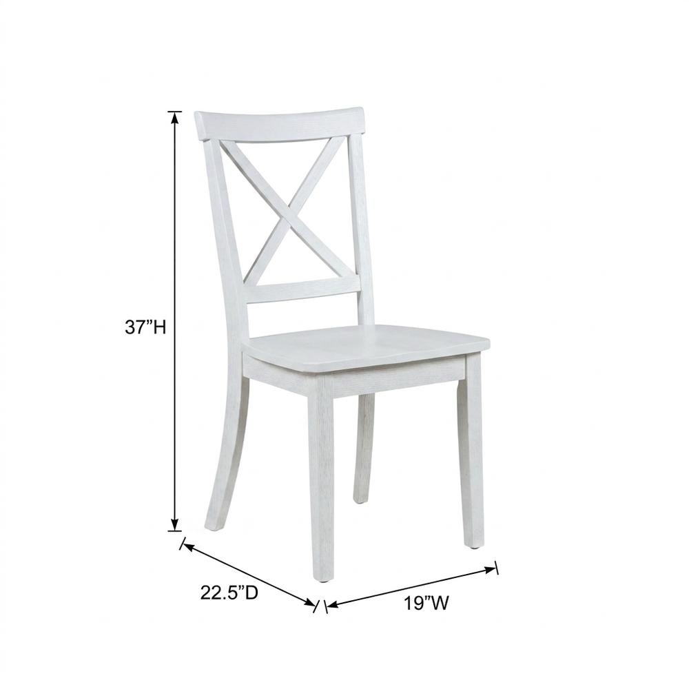 Acacia Veneer X-Back Dining Chairs, Wire-Brushed Coastal Wood, Brushed White. Picture 5