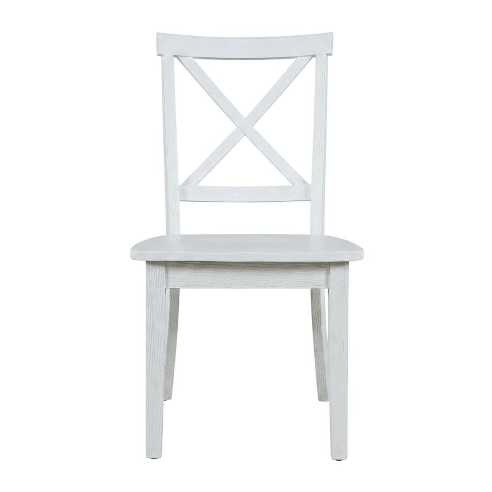 Acacia Veneer X-Back Dining Chairs, Wire-Brushed Coastal Wood, Brushed White. Picture 1