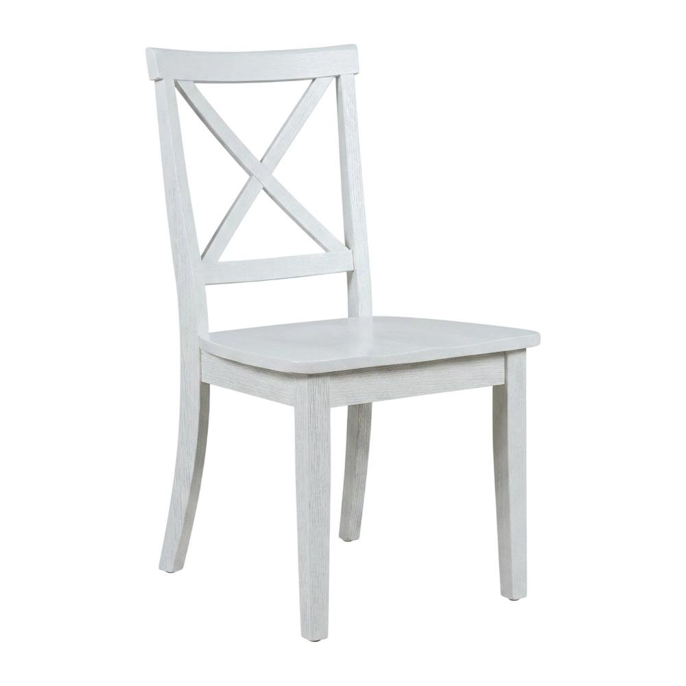 Acacia Veneer X-Back Dining Chairs, Wire-Brushed Coastal Wood, Brushed White. Picture 4