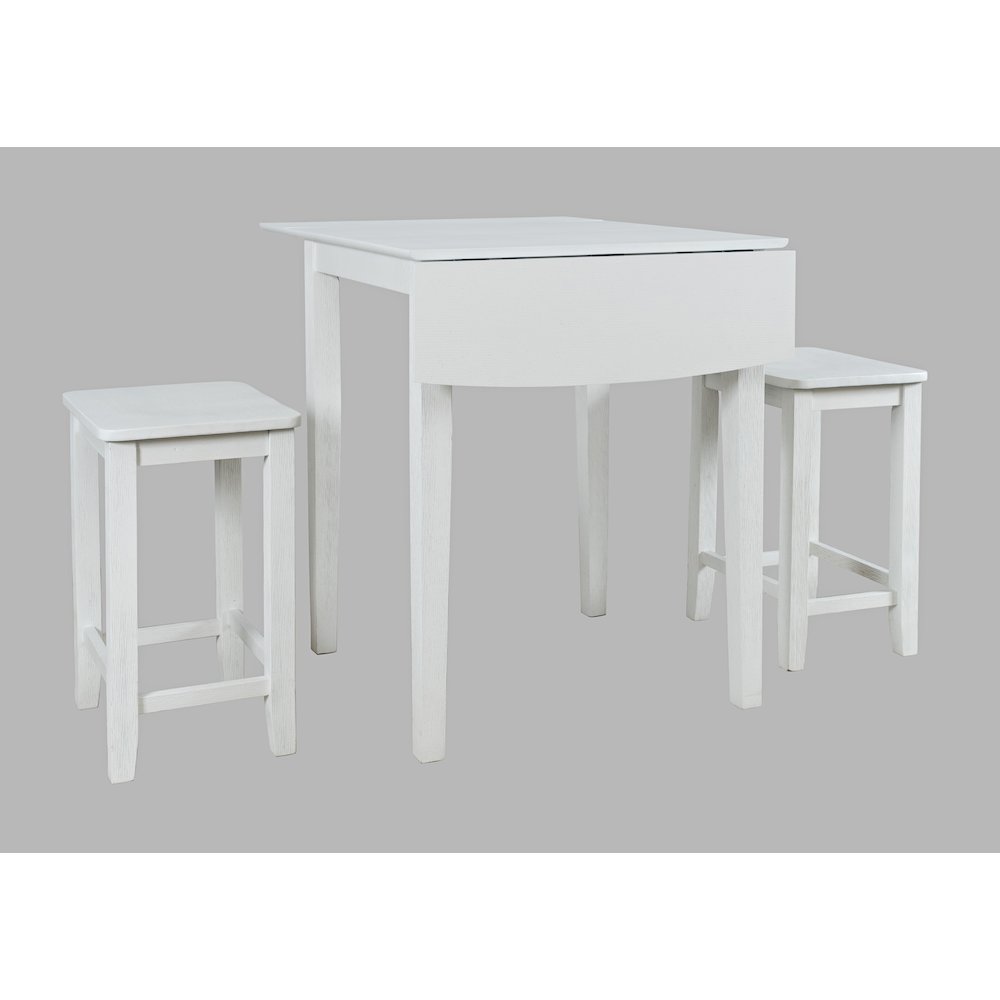 Coastal Wire-Brushed Acacia Three Piece Backless Counter Height Dining Set. Picture 2