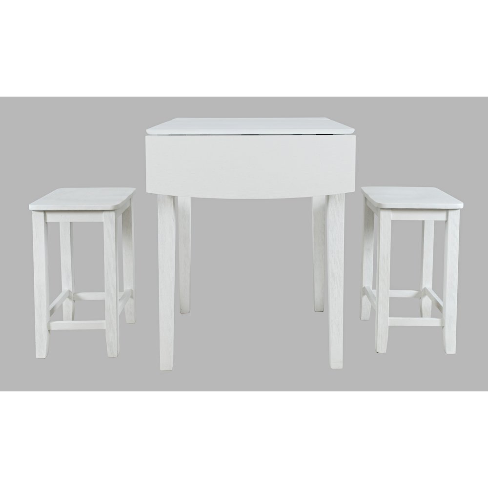 Coastal Wire-Brushed Acacia Three Piece Backless Counter Height Dining Set. Picture 1