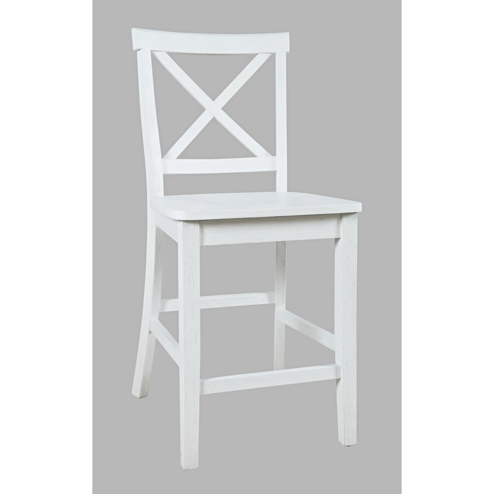 Eastern Tides Coastal Wire-Brushed Wood X-Back Counter Barstool (Set of 2). Picture 3