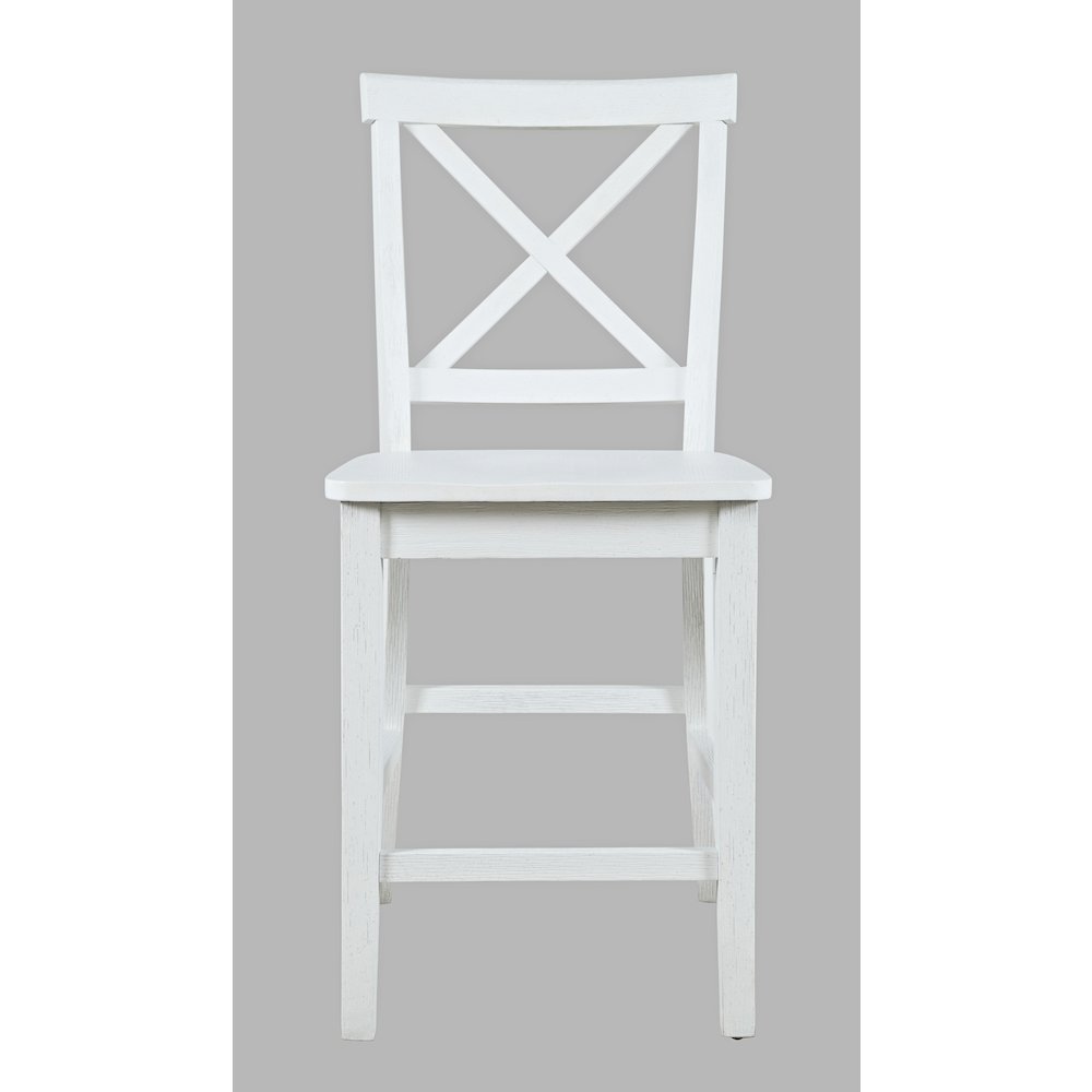 Eastern Tides Coastal Wire-Brushed Wood X-Back Counter Barstool (Set of 2). Picture 2