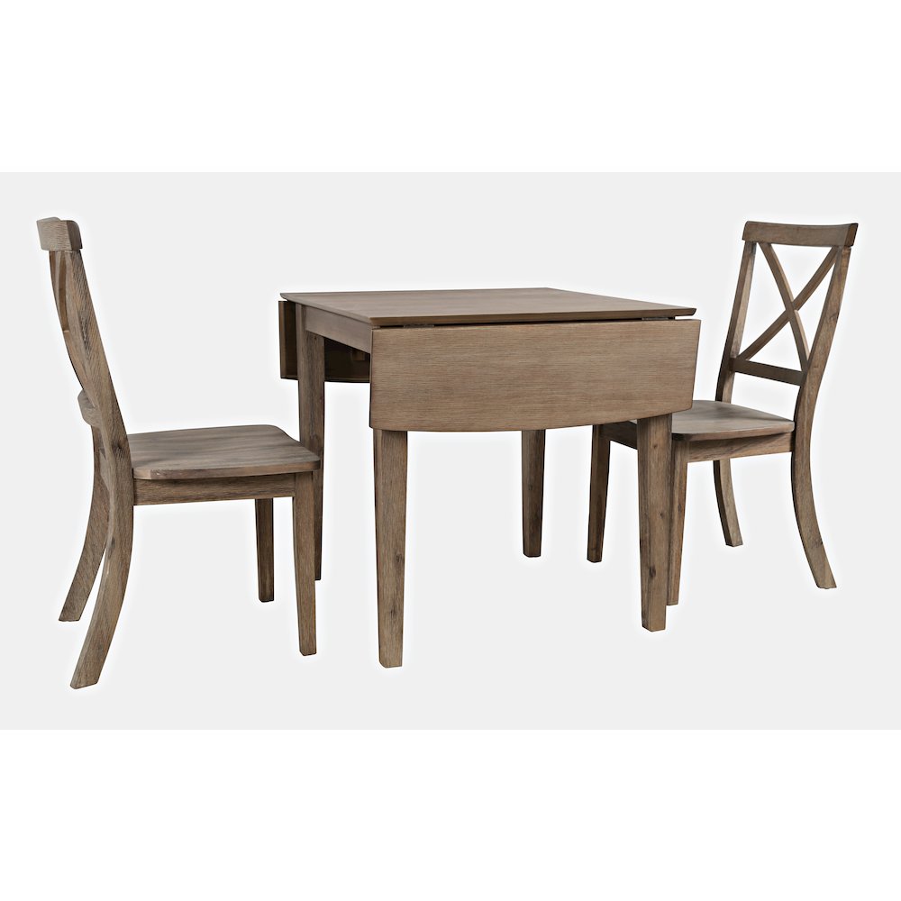 Eastern Tides Coastal Wire-Brushed Wood Three Piece Cross-Back Dining Set. Picture 2