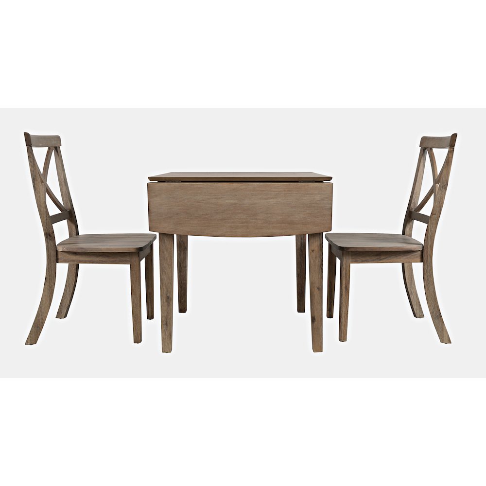 Eastern Tides Coastal Wire-Brushed Wood Three Piece Cross-Back Dining Set. Picture 1