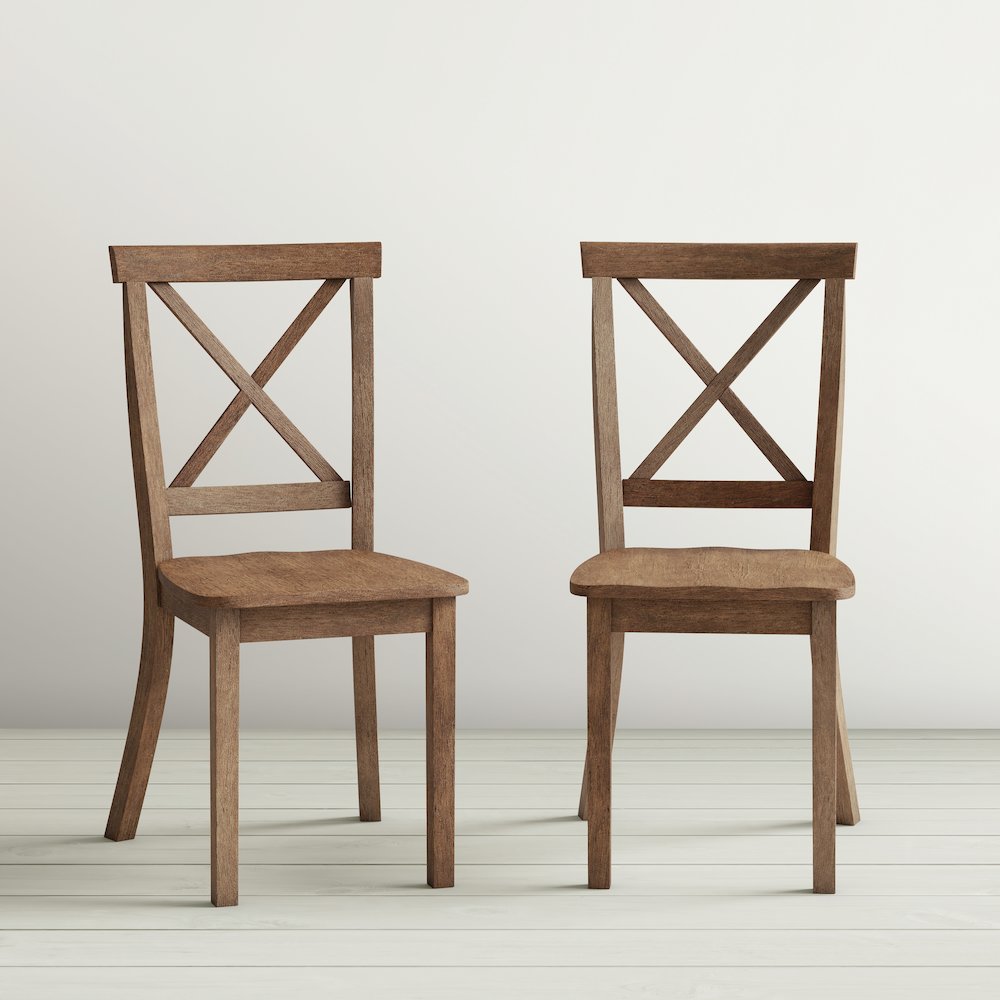 Eastern Tides Coastal Wire-Brushed Wood Three Piece Cross-Back Dining Set. Picture 7