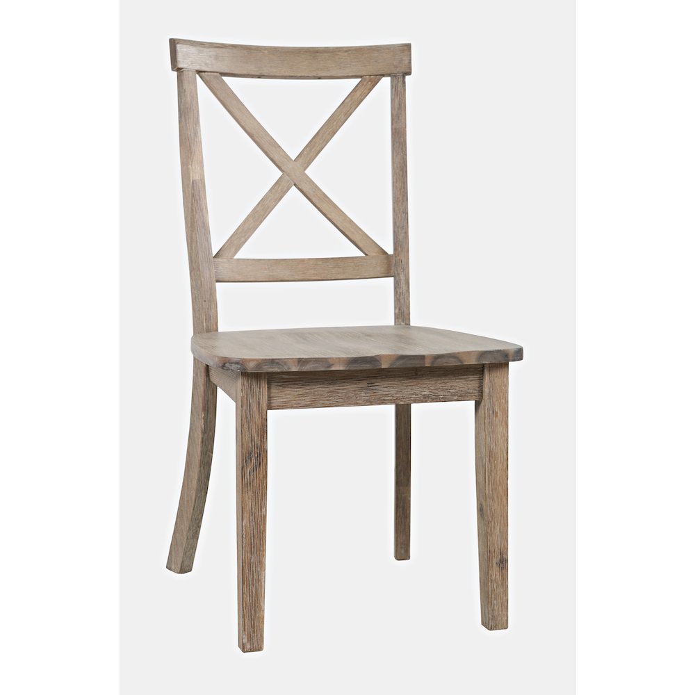 Eastern Tides Coastal Wire-Brushed Wood X-Back Acacia Dining Chair (Set of 2). Picture 7
