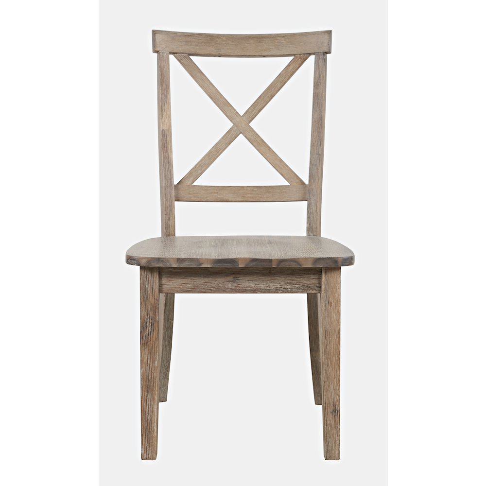 Eastern Tides Coastal Wire-Brushed Wood X-Back Acacia Dining Chair (Set of 2). Picture 1
