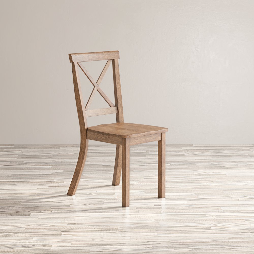 Eastern Tides Coastal Wire-Brushed Wood X-Back Acacia Dining Chair (Set of 2). Picture 2