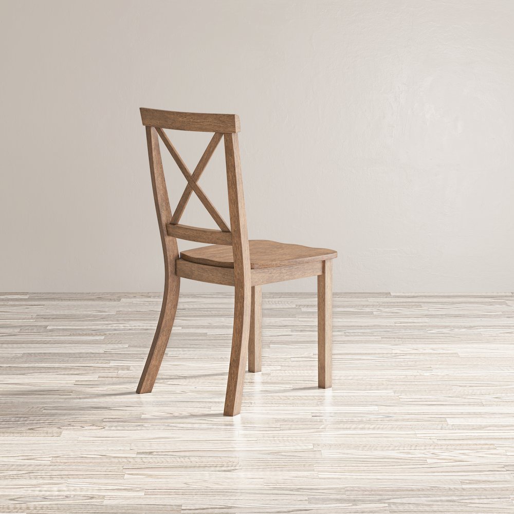 Eastern Tides Coastal Wire-Brushed Wood X-Back Acacia Dining Chair (Set of 2). Picture 5