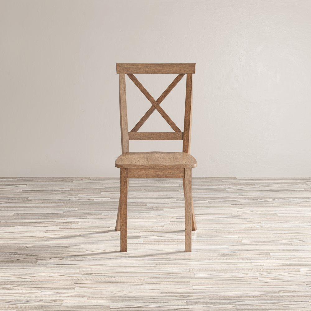 Eastern Tides Coastal Wire-Brushed Wood Three Piece Cross-Back Dining Set. Picture 10