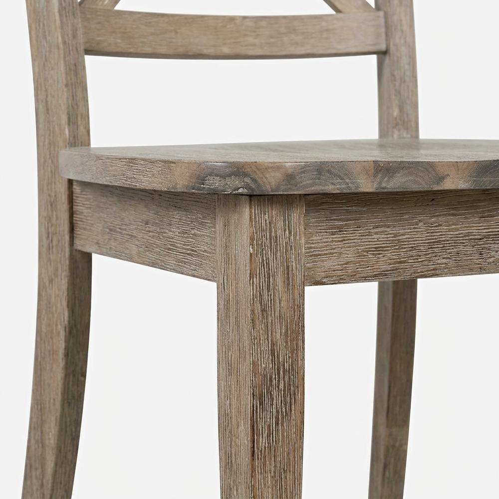 Acacia Veneer X-Back Dining Chairs, Wire-Brushed Coastal Wood, Brushed Bisque, Set of 2. Picture 7