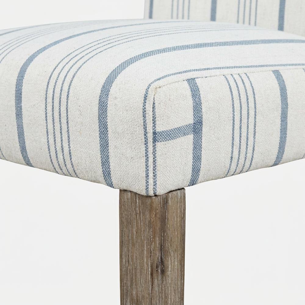 Acacia Veneer Parsons Dining Chairs, Coastal High-Back Style, Blue Stripe, Set. Picture 7
