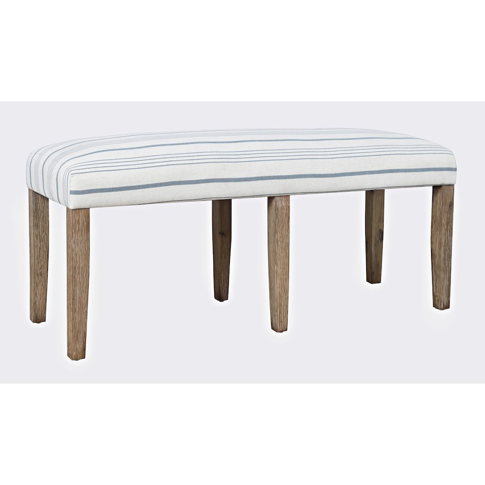 Eastern Tides Coastal Wire-Brushed Wood 46" Upholstered Dining Bench. Picture 3