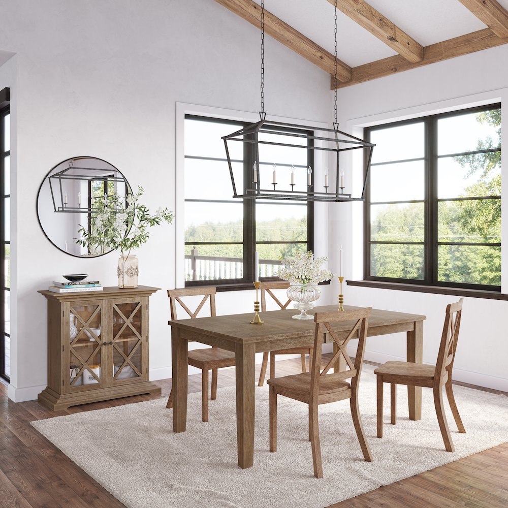 Eastern Tides Coastal Wire-Brushed Wood X-Back Acacia Dining Chair (Set of 2). Picture 10