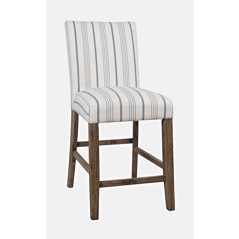 Eastern Tides Coastal Wire-Brushed Wood Upholstered Parsons Barstool (Set of 2). Picture 2