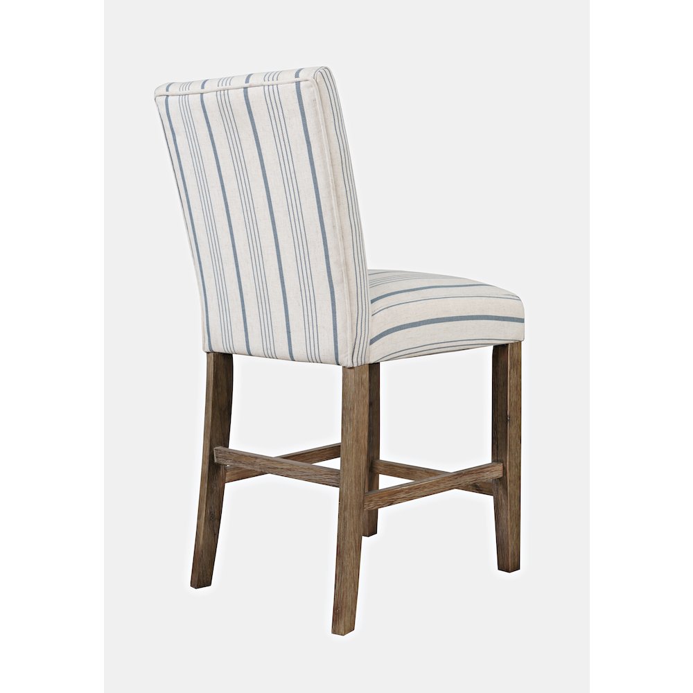Eastern Tides Coastal Wire-Brushed Wood Upholstered Parsons Barstool (Set of 2). Picture 5