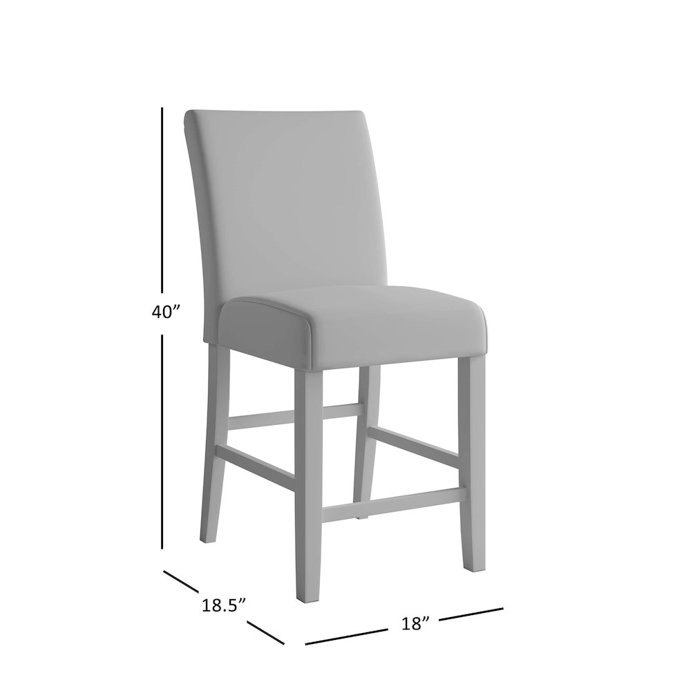 Eastern Tides Coastal Wire-Brushed Wood Upholstered Parsons Barstool (Set of 2). Picture 8
