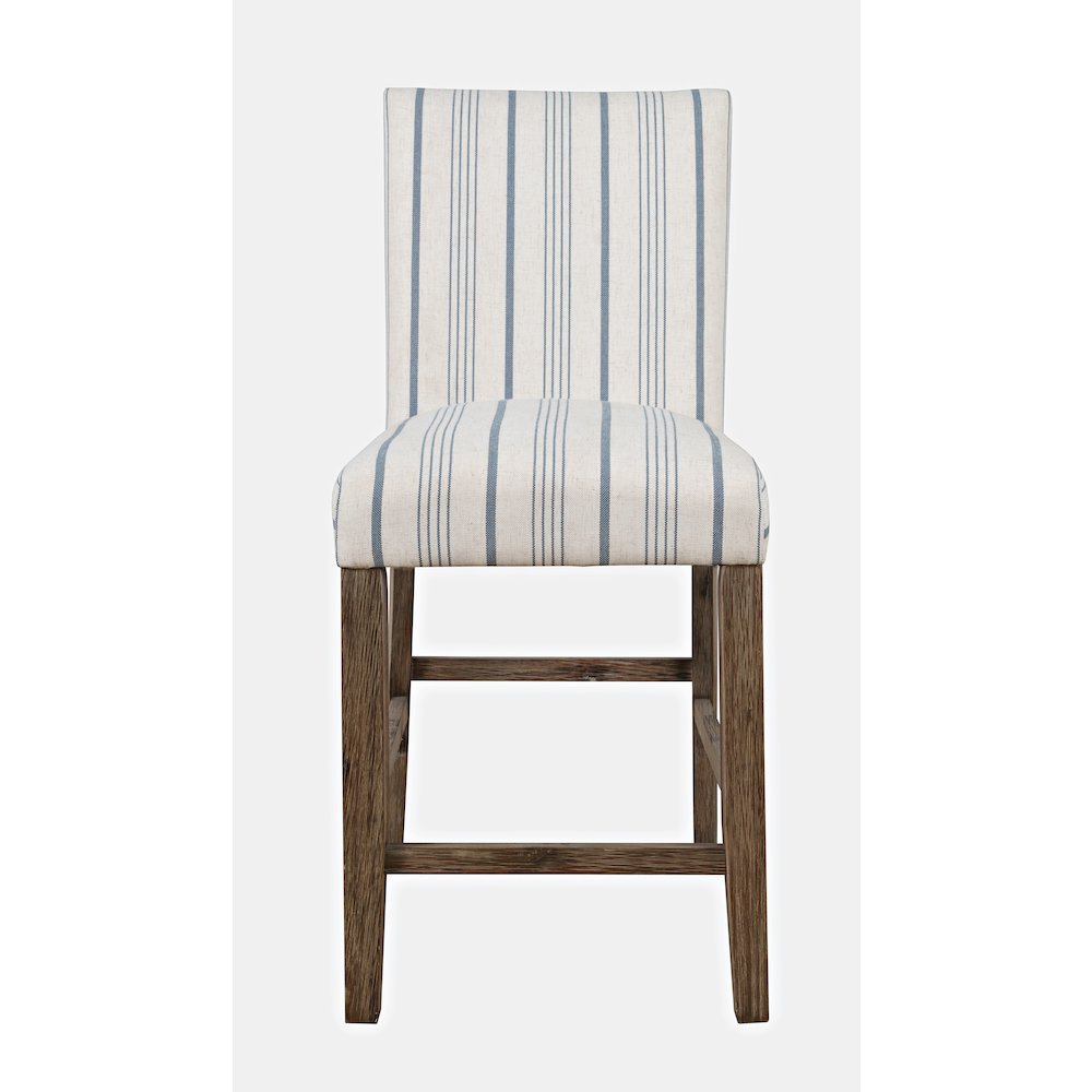 Eastern Tides Coastal Wire-Brushed Wood Upholstered Parsons Barstool (Set of 2). Picture 1