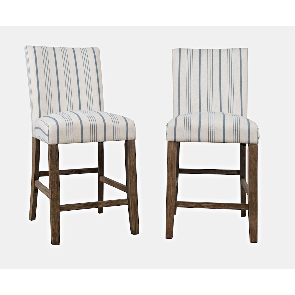 Eastern Tides Coastal Wire-Brushed Wood Upholstered Parsons Barstool (Set of 2). Picture 7