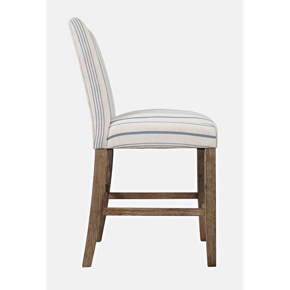 Eastern Tides Coastal Wire-Brushed Wood Upholstered Parsons Barstool (Set of 2). Picture 4