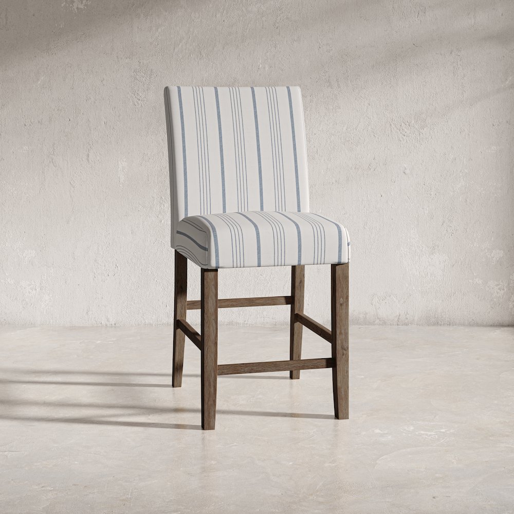 Eastern Tides Coastal Wire-Brushed Wood Upholstered Parsons Barstool (Set of 2). Picture 11