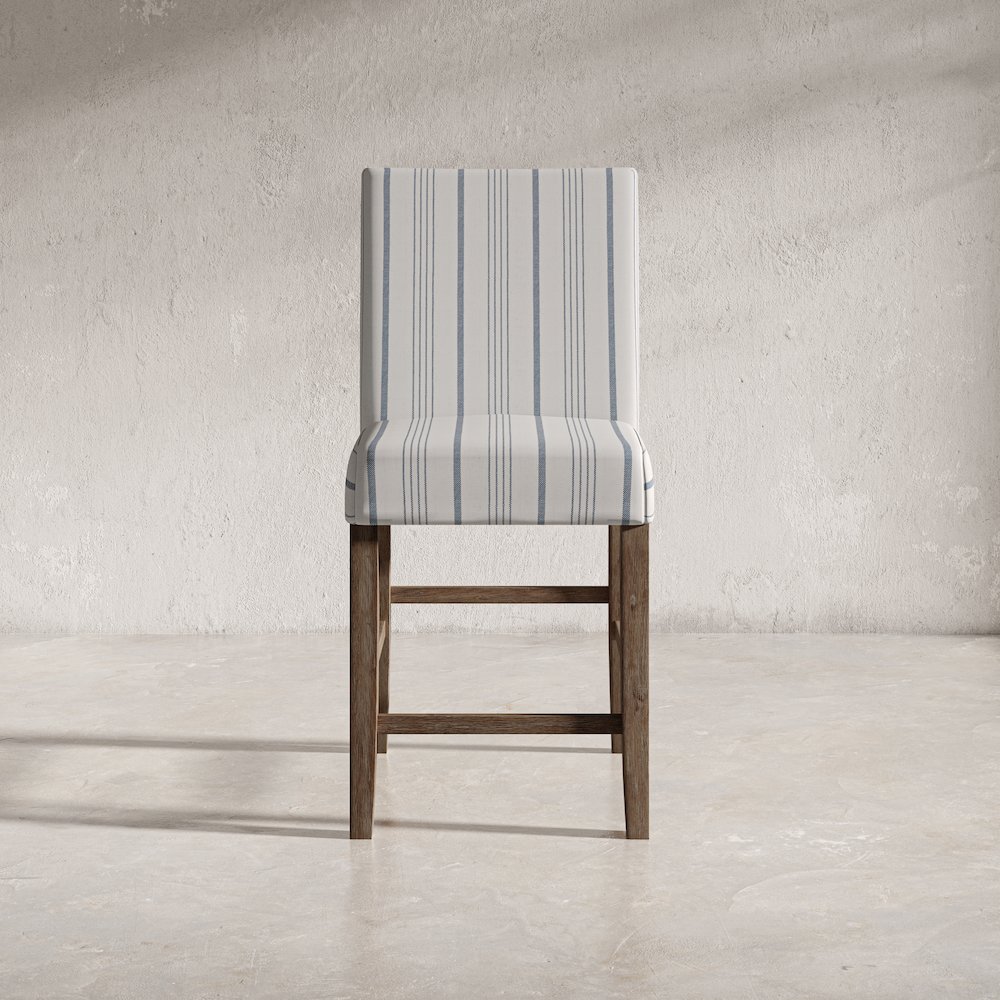Eastern Tides Coastal Wire-Brushed Wood Upholstered Parsons Barstool (Set of 2). Picture 10